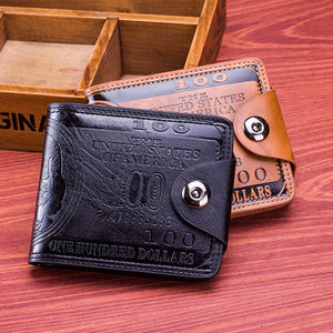 Leather 100 Dollar Pattern Designer Men's Wallet
